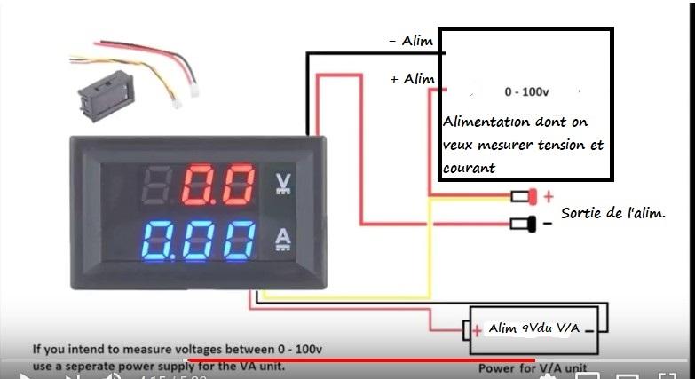 Voltmètre/Ampèremètre numérique avec prise 12V